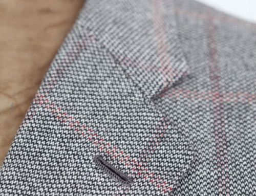 Buttonhole on the lapel of a cashmere jacket