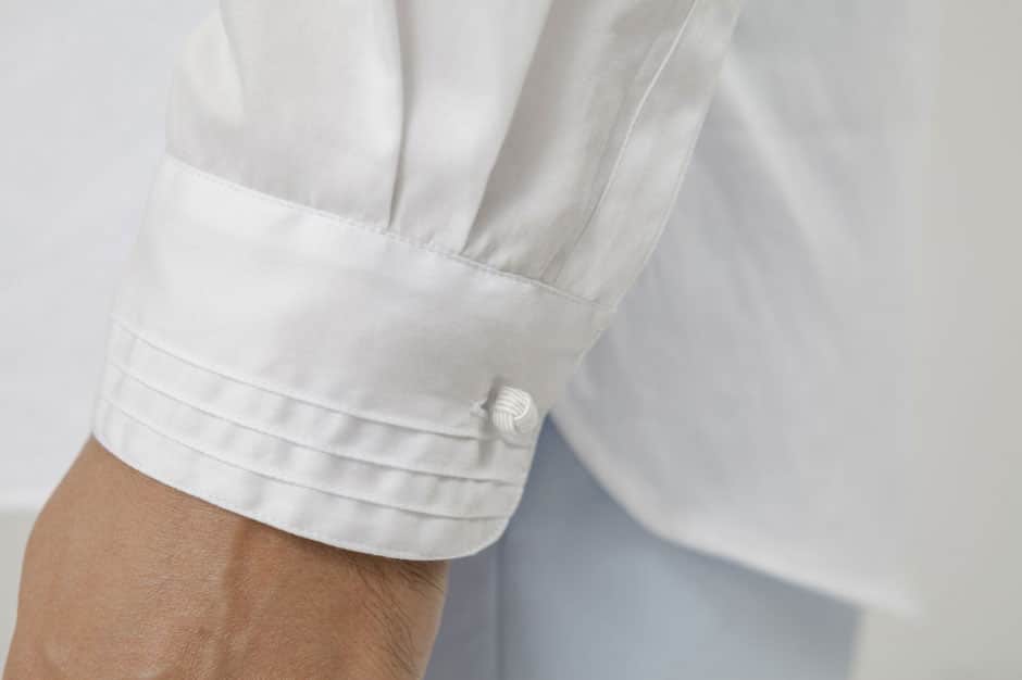 Orientalisch inspiriertes Maßhemd in Biesen abgesteppt von Egon Brandstetter Maßschneider Berlin