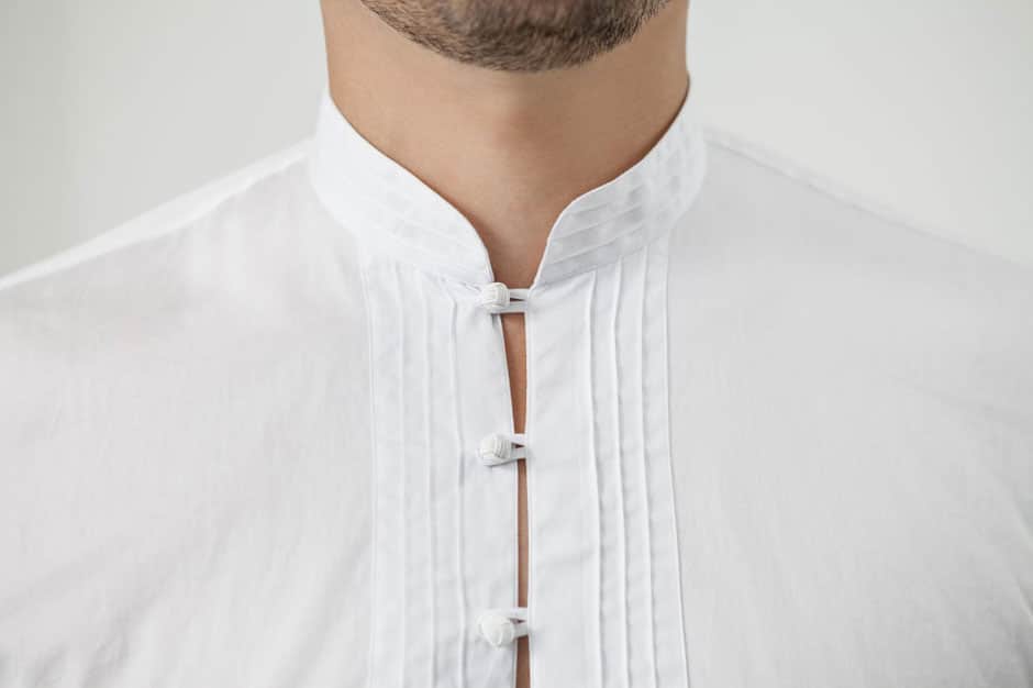 Orientalisch inspiriertes Maßhemd in Biesen abgesteppt von Egon Brandstetter Maßschneiderei Berlin